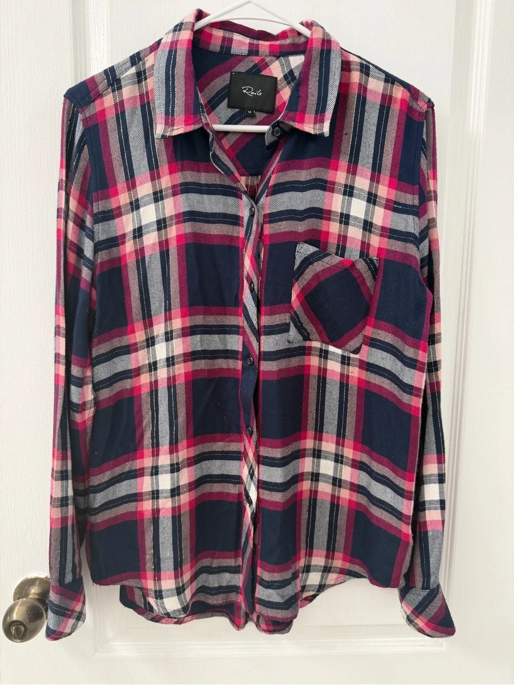Rails Hunter Flannel Pink Fuchsia Button Down Shirt Size M